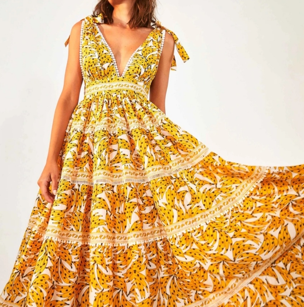 FARM Rio-White Spotted Banana Dress